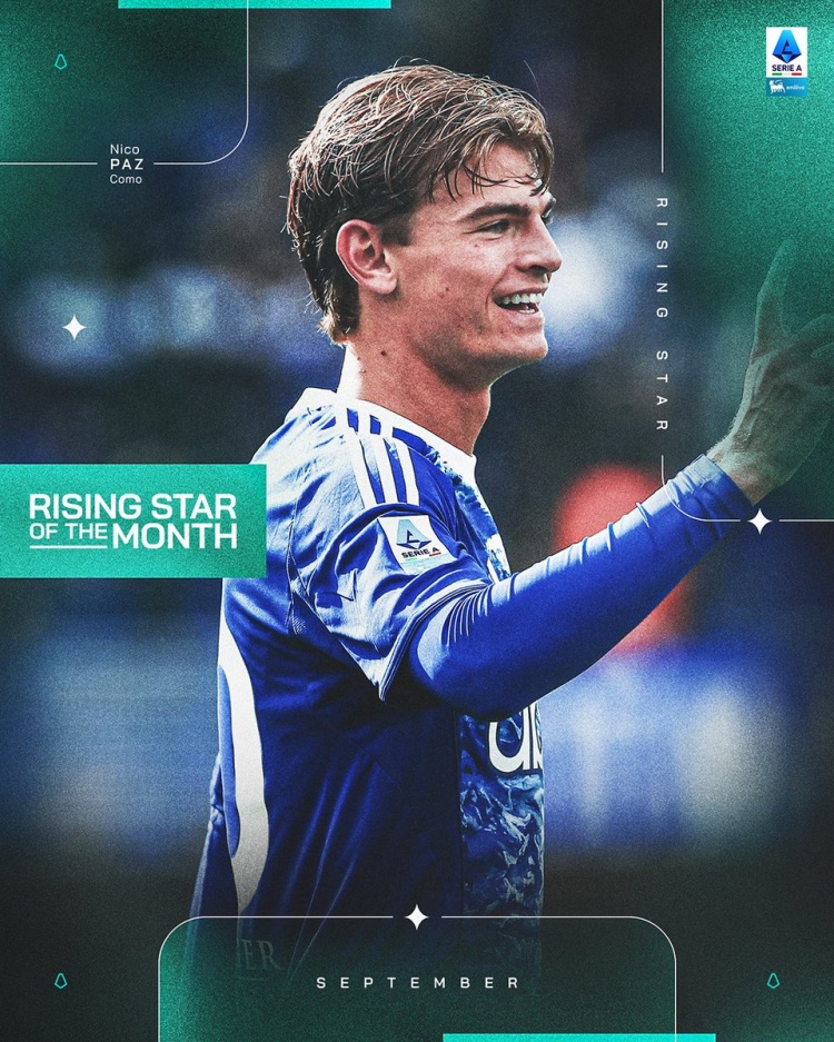 3场2球2助！官方：帕斯当选意甲9月最佳U23球员，连续两个月获选